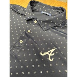 Cutter And Buck Atlanta Braves Men's 2XLT Short Sleeve Polo Blue Big And Tall